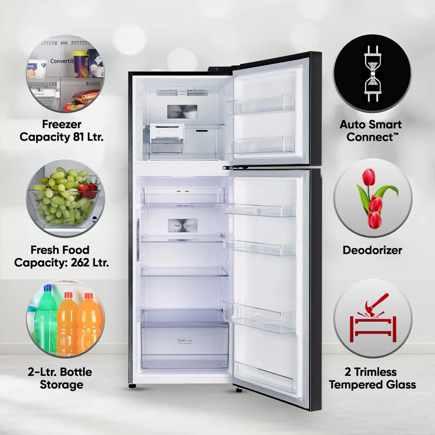 LG 343 L 3 Star Frost-Free Smart Inverter Compressor Wi-Fi Double Door Refrigerator Appliance (GL-T382TESX, Ebony Steel, Convertible With Door Cooling+, 2023 Model) - Image 13