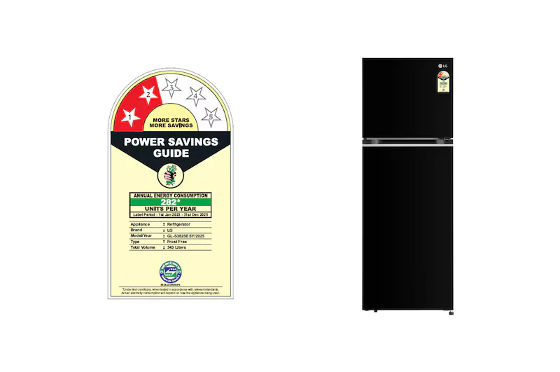 LG 343L Double Door Refrigerator, Convertible, Smart Inverter Compressor, Auto Smart Connect, Ebony Sheen Finish, 2 Star (Open Box / Without Box) - Image 7