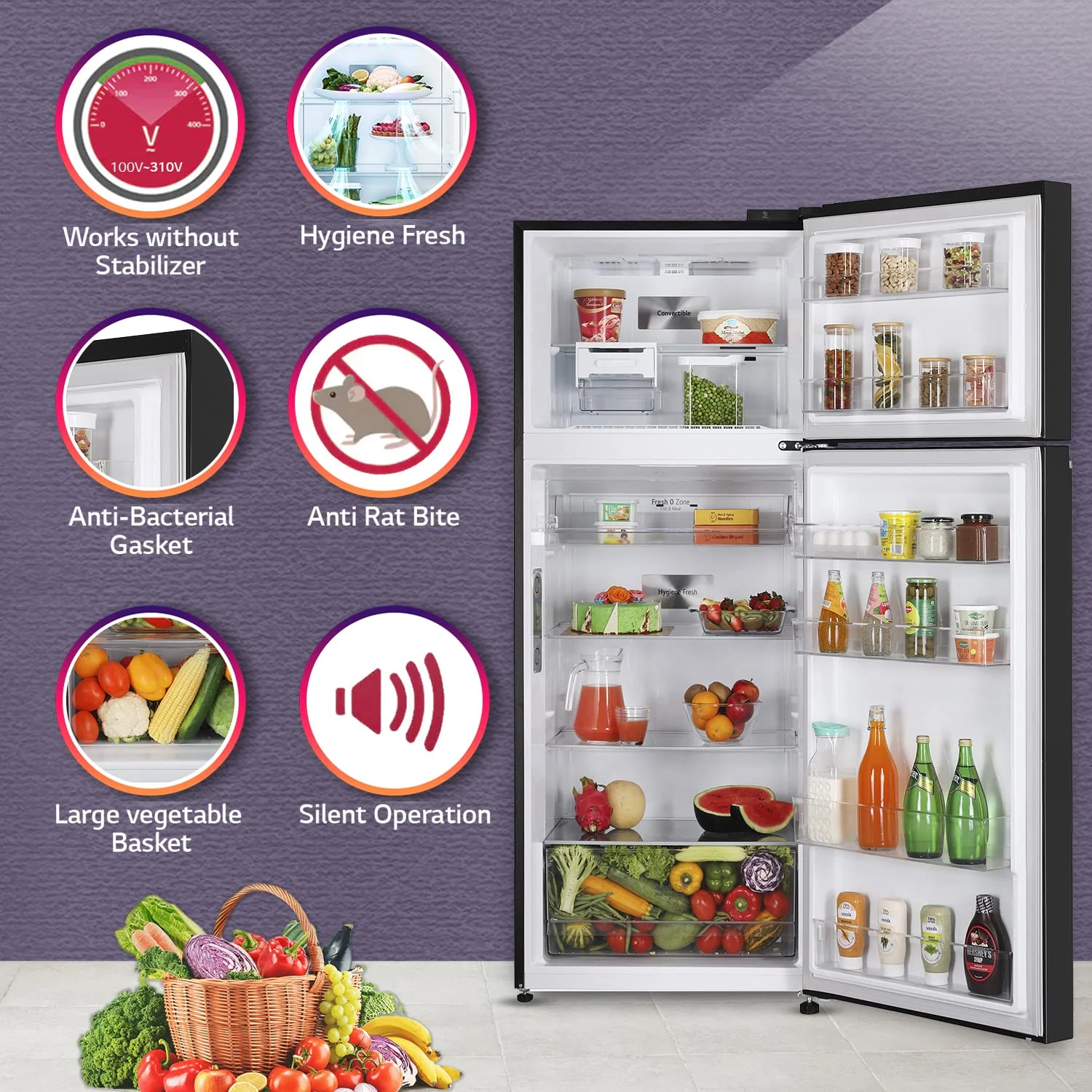LG 380 L 3 Star Frost-Free Smart Inverter Wi-Fi Double Door Refrigerator Appliance (GL-T412VESX, Ebony Sheen, Convertible &amp; Door Cooling+, Gross Volume- 408 L) - Image 13