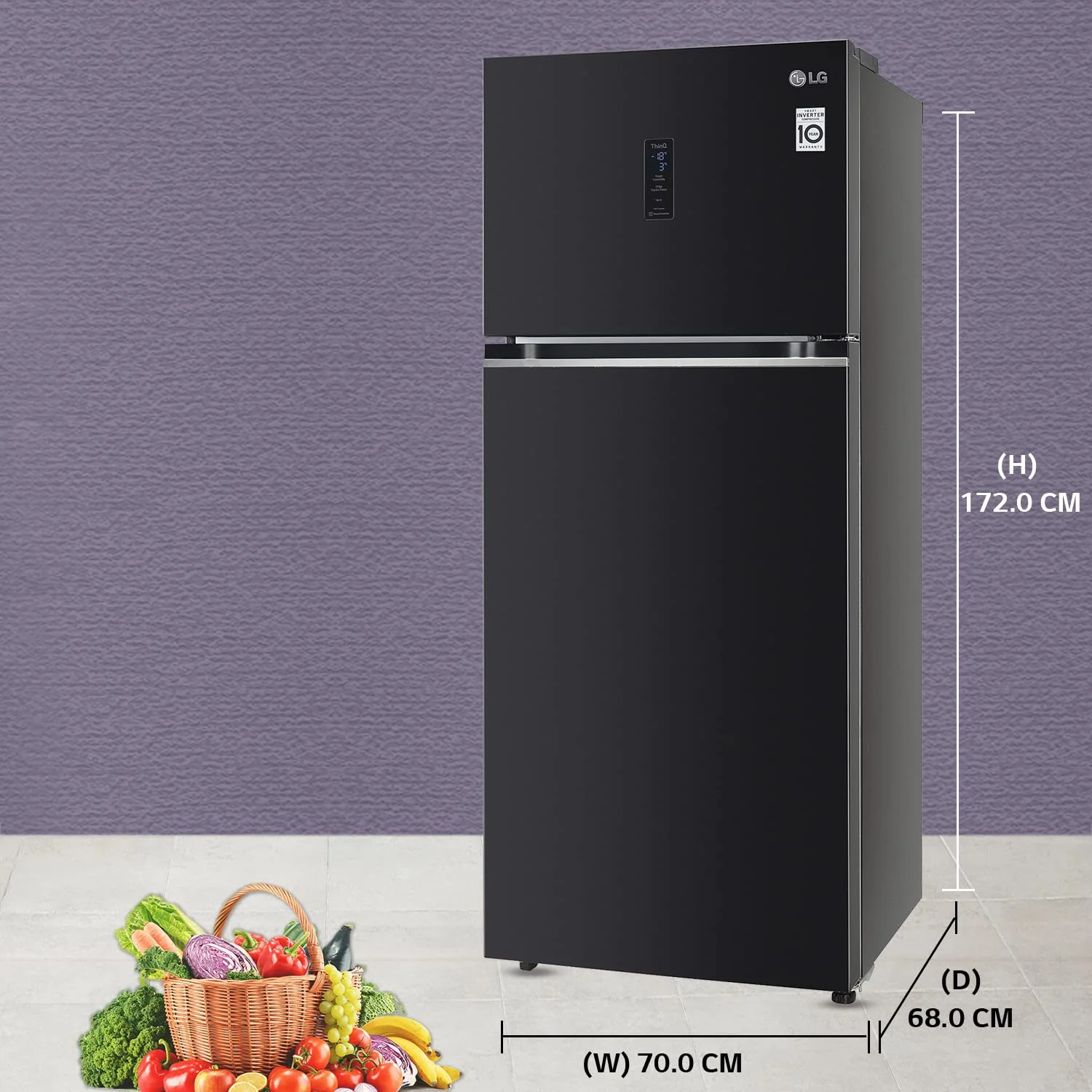 LG 380 L 3 Star Frost-Free Smart Inverter Wi-Fi Double Door Refrigerator Appliance (GL-T412VESX, Ebony Sheen, Convertible &amp; Door Cooling+, Gross Volume- 408 L) - Image 15
