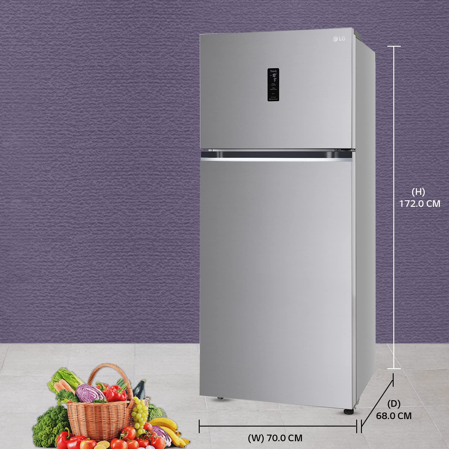 LG 380 L 3 Star Frost-Free Smart Inverter Wi-Fi Double Door Refrigerator Appliance (GL-T412VPZX, Shiny Steel, Convertible &amp; Door Cooling+, Gross Volume- 408 L) - Image 14
