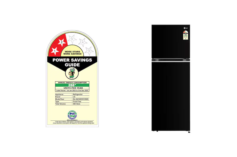 LG 380L Double Door Refrigerator, Convertible, Smart Diagnosis™, Ebony Sheen Finish, 2 Star GL-S412SESY - Image 3