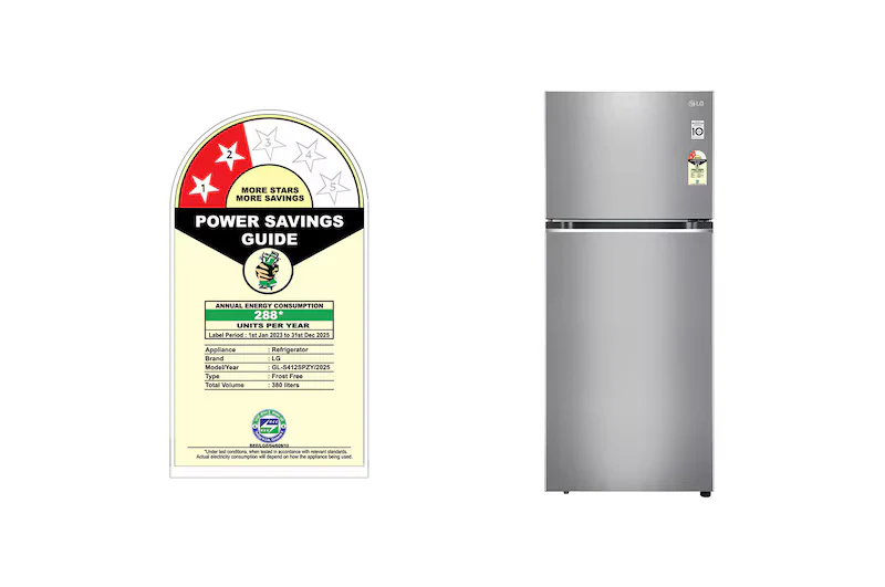 LG 380L Double Door Refrigerator, Convertible, Smart Diagnosis™, Shiny Steel Finish, 2-Star(GL-S412SPZY) - Image 3