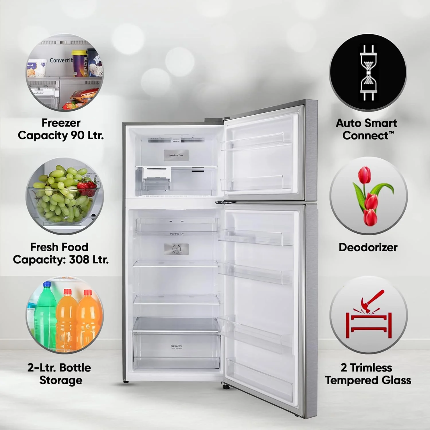 LG 398 L 2 Star Frost-Free Smart Inverter Double Door Refrigerator (, GL-N422SDSY, Dazzle Steel, Express Freeze, Gross Volume â€“ 423 Ltr.), Free 1 Year Extended warranty - Image 13
