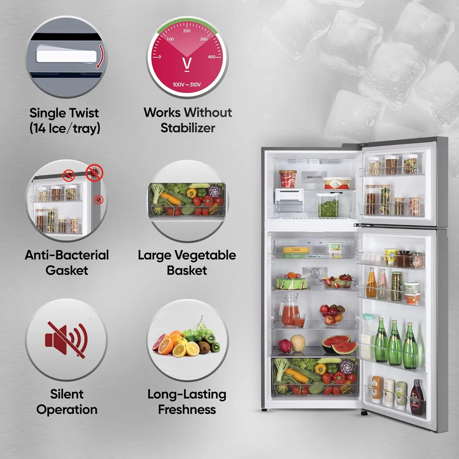 LG 398 L 2 Star Frost-Free Smart Inverter Double Door Refrigerator (, GL-N422SDSY, Dazzle Steel, Express Freeze, Gross Volume â€“ 423 Ltr.), Free 1 Year Extended warranty - Image 14