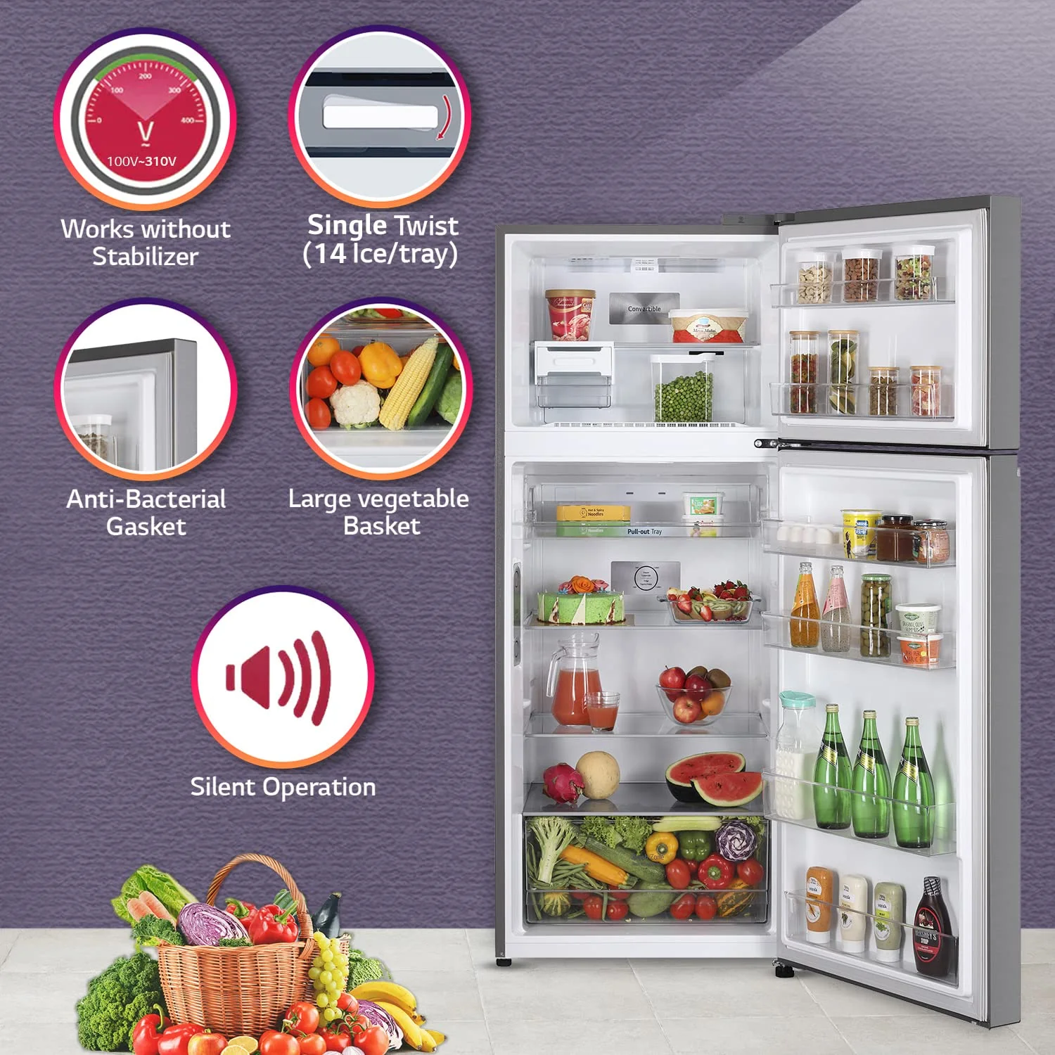 LG 398 L 2 Star Frost-Free Smart Inverter Double Door Refrigerator, GL-S422SPZY, Shiny Steel, Convertible with Express Freezing) - Image 15