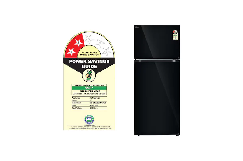 LG 398L Double Door Refrigerator, Convertible, Smart Diagnosis™, Black Mirror Finish, 2 Star GL-S422SBMY - Image 2