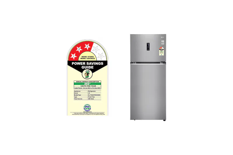LG 398L Double Door Refrigerator, Convertible, Wi-Fi, Door Cooling™, Shiny Steel Finish, 3 Star GL-T422VPZX - Image 2
