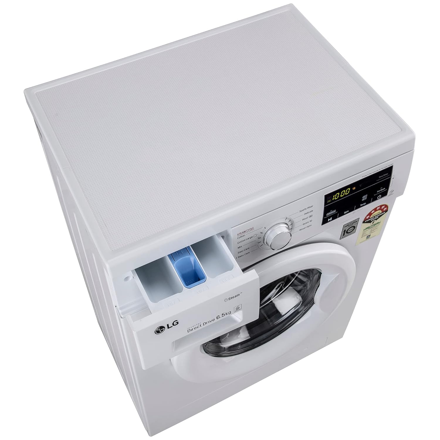 LG 6.5 Kg, 5 Star, Direct Drive Technology, Steam Wash, 6 motion DD, Smart Diagnosis, Fully Automatic Front Load Washing Machine (FHM1065SDW, Allergy Care, In-Built Heater, Touch Panel, White) - Image 5