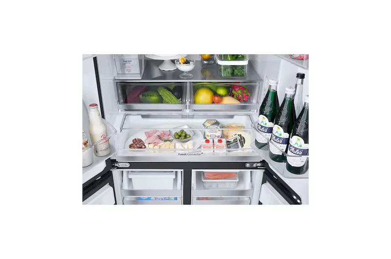 LG 605L French Door Refrigerator, Water Dispenser, Auto Ice Maker, Wi-Fi Convertible, Black Glass Finish, 2 Star GV-F25FFGHB - Image 6