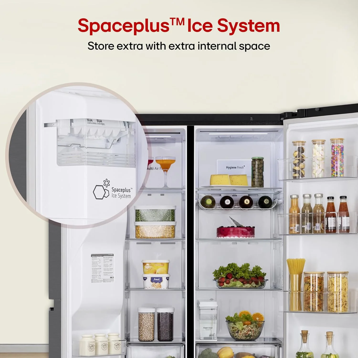 LG 630 L, 3 Star, Frost-Free, Double Door, Door Cooling+, Hygiene Fresh+, Smart Inverter, Wi-Fi Convertible Side By Side Refrigerator with AI ThinQ (GL-L257CMC3, Matt Black, Ice &amp; Water Dispenser) - Image 7