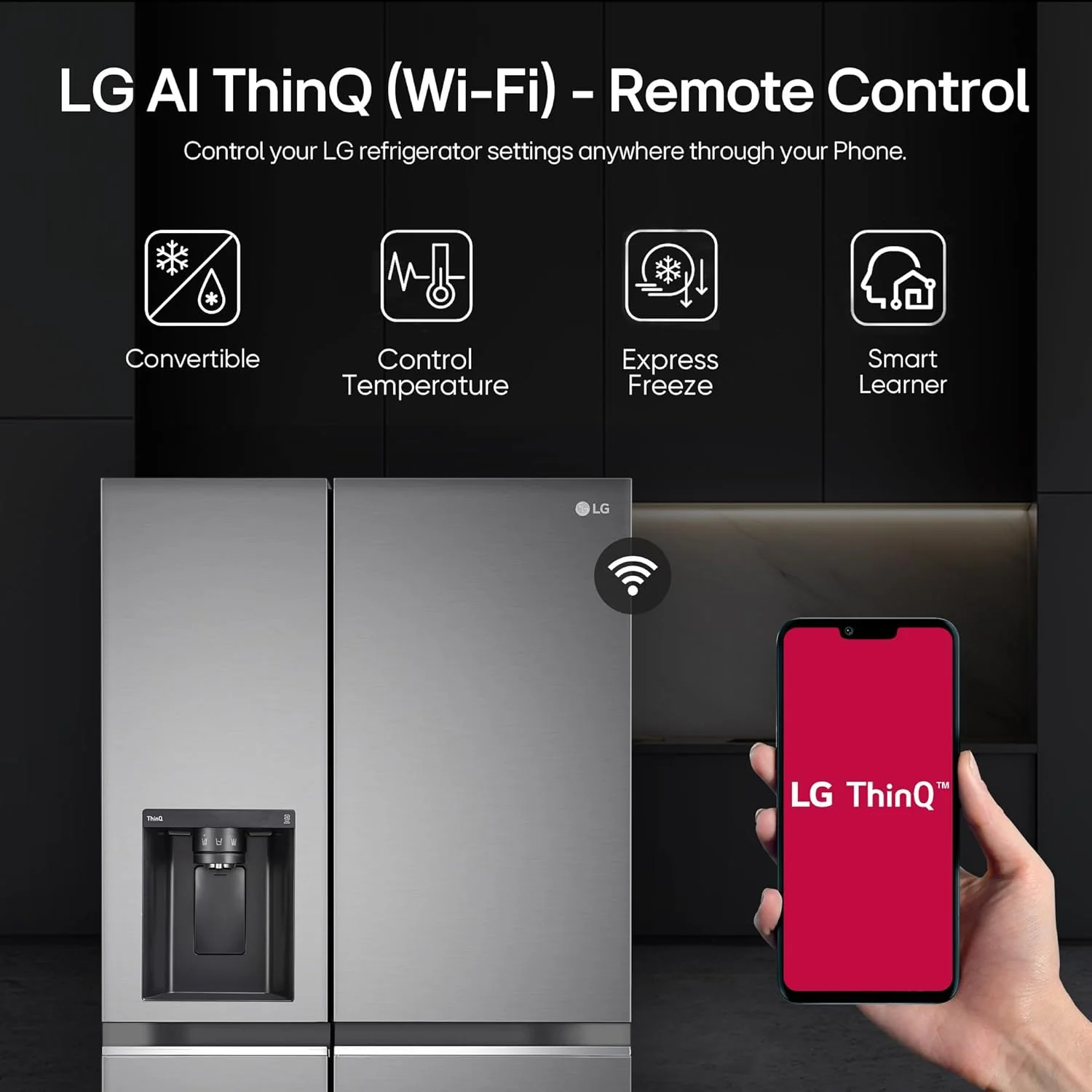LG 630 L 3 Star Frost Free Smart Inverter Wi-Fi Double Door Side by Side Refrigerator (GL-L257CPZ3, Shiny Steel, Convertible, Door Cooling, Multi Air Flow | With Water &amp; Ice Dispenser) - Image 12