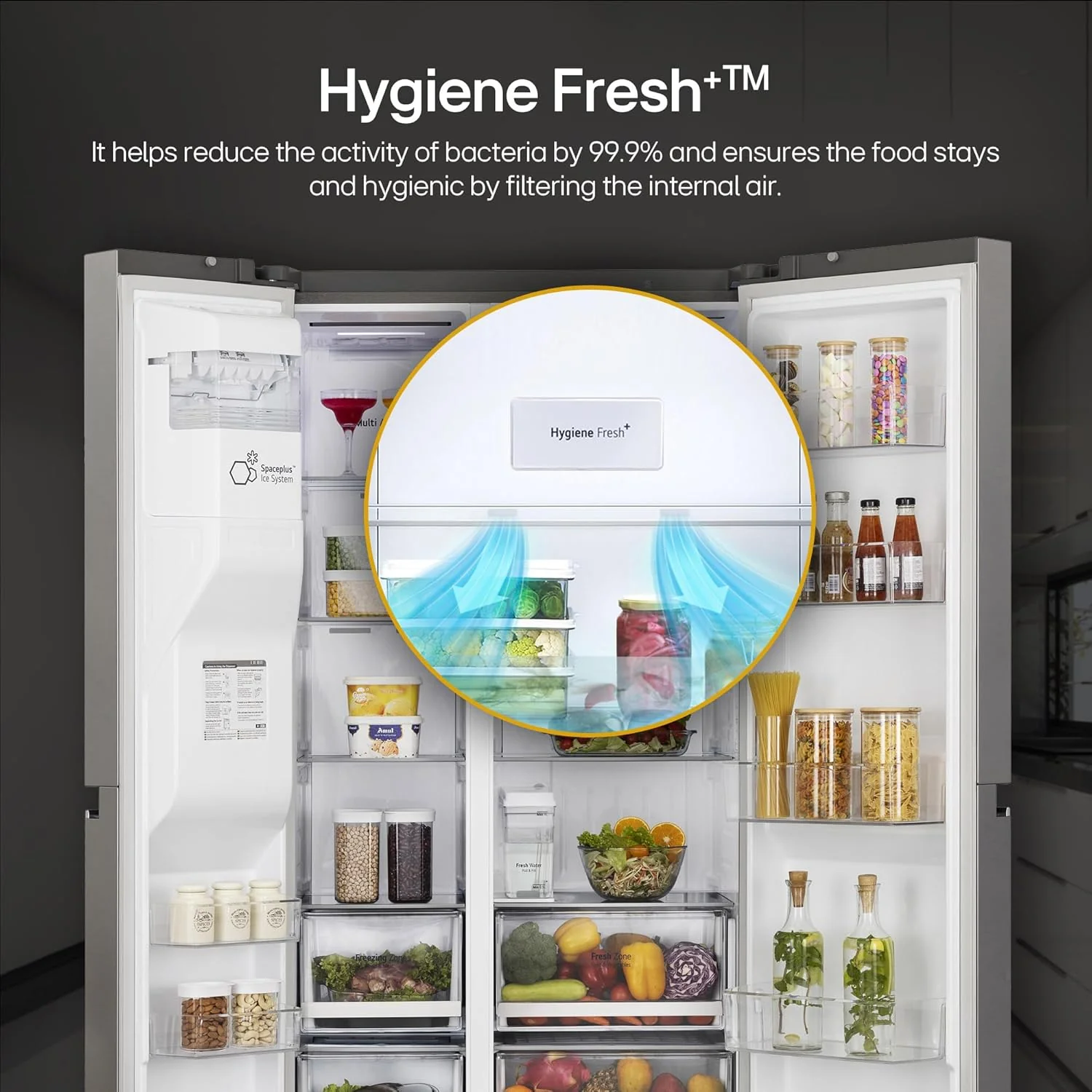 LG 630 L 3 Star Frost Free Smart Inverter Wi-Fi Double Door Side by Side Refrigerator (GL-L257CPZ3, Shiny Steel, Convertible, Door Cooling, Multi Air Flow | With Water &amp; Ice Dispenser) - Image 14