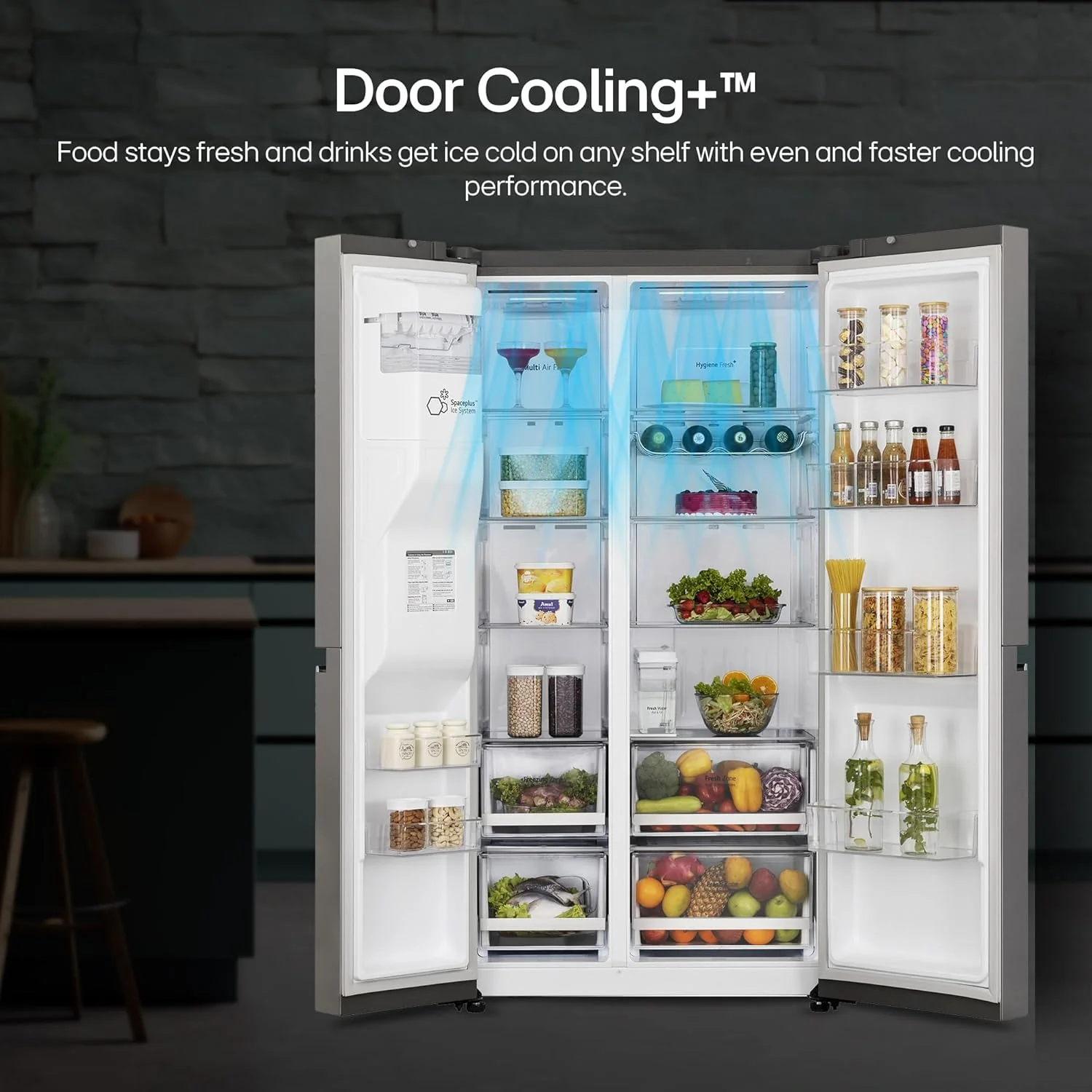 LG 630 L 3 Star Frost Free Smart Inverter Wi-Fi Double Door Side by Side Refrigerator (GL-L257CPZ3, Shiny Steel, Convertible, Door Cooling, Multi Air Flow | With Water &amp; Ice Dispenser) - Image 15