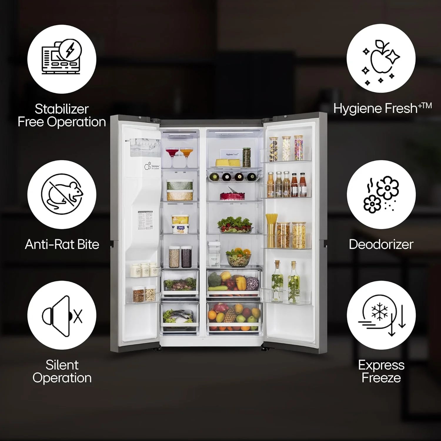 LG 630 L 3 Star Frost Free Smart Inverter Wi-Fi Double Door Side by Side Refrigerator (GL-L257CPZ3, Shiny Steel, Convertible, Door Cooling, Multi Air Flow | With Water &amp; Ice Dispenser) - Image 17