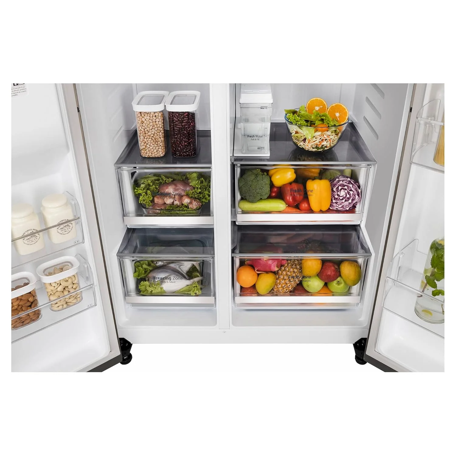 LG 630 L 3 Star Frost Free Smart Inverter Wi-Fi Double Door Side by Side Refrigerator (GL-L257CPZ3, Shiny Steel, Convertible, Door Cooling, Multi Air Flow | With Water &amp; Ice Dispenser) - Image 4