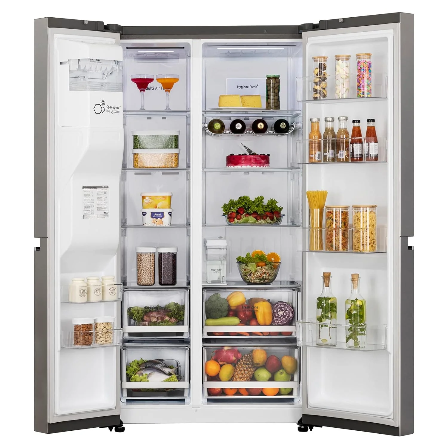 LG 630 L 3 Star Frost Free Smart Inverter Wi-Fi Double Door Side by Side Refrigerator (GL-L257CPZ3, Shiny Steel, Convertible, Door Cooling, Multi Air Flow | With Water &amp; Ice Dispenser) - Image 6