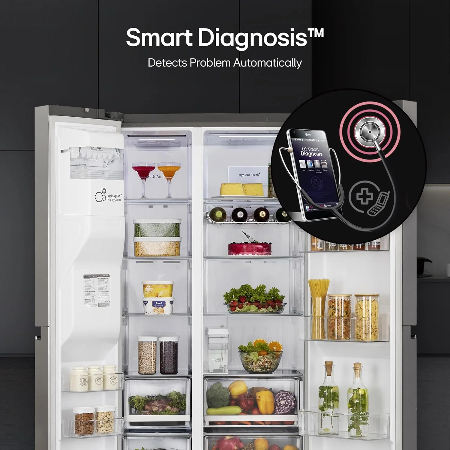 LG 630 L 3 Star Frost Free Smart Inverter Wi-Fi Double Door Side by Side Refrigerator (GL-L257CPZ3, Shiny Steel, Convertible, Door Cooling, Multi Air Flow | With Water &amp; Ice Dispenser) - Image 8