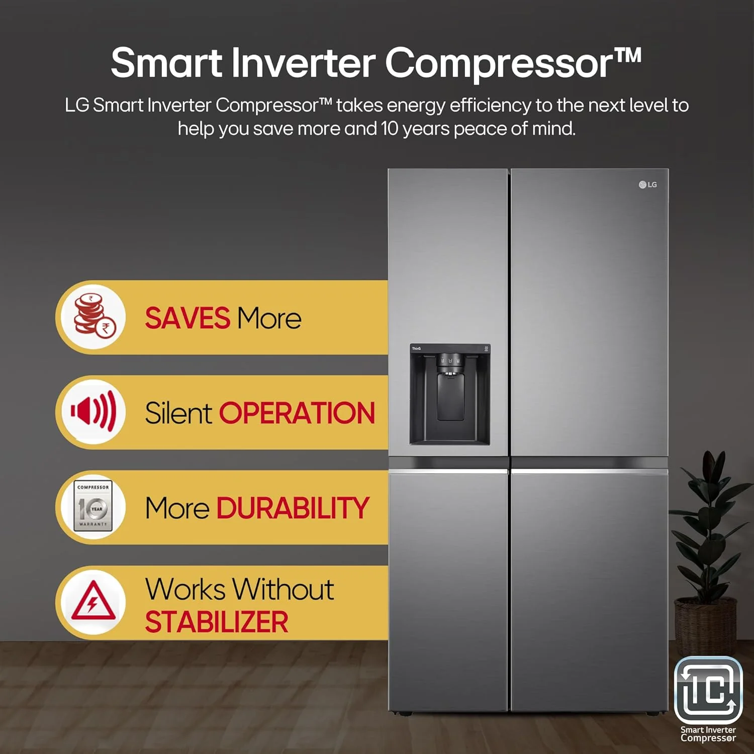 LG 630 L 3 Star Frost Free Smart Inverter Wi-Fi Double Door Side by Side Refrigerator (GL-L257CPZ3, Shiny Steel, Convertible, Door Cooling, Multi Air Flow | With Water &amp; Ice Dispenser) - Image 9