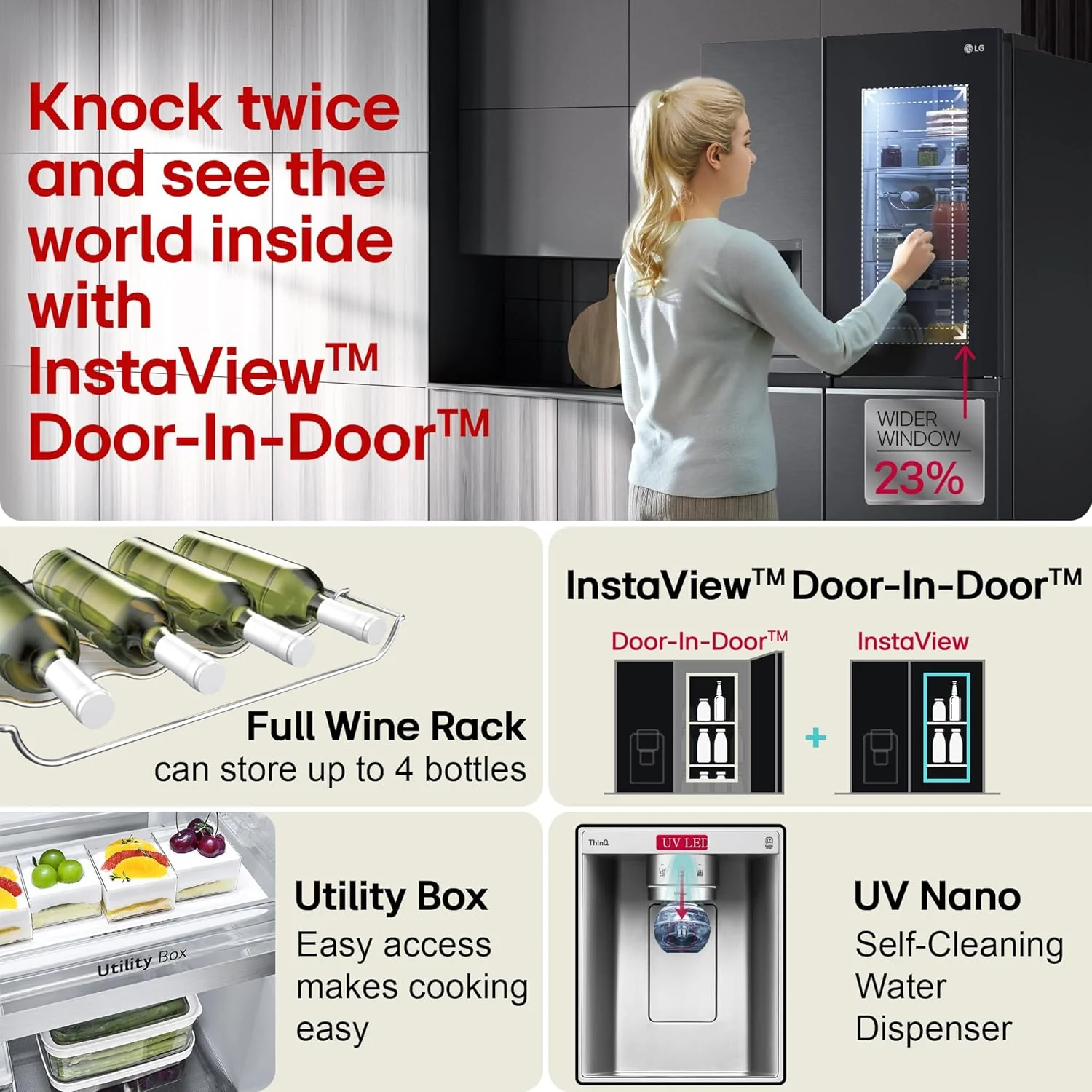 LG 630 L, Frost-Free, Inverter, Wi-Fi Convertible, InstaView Door-In-Door, Side-By-Side Refrigerator with Ice and Water Dispenser (GL-X257AMC3, Matte Black, Door Cooling+ with Hygiene Fresh+) - Image 10