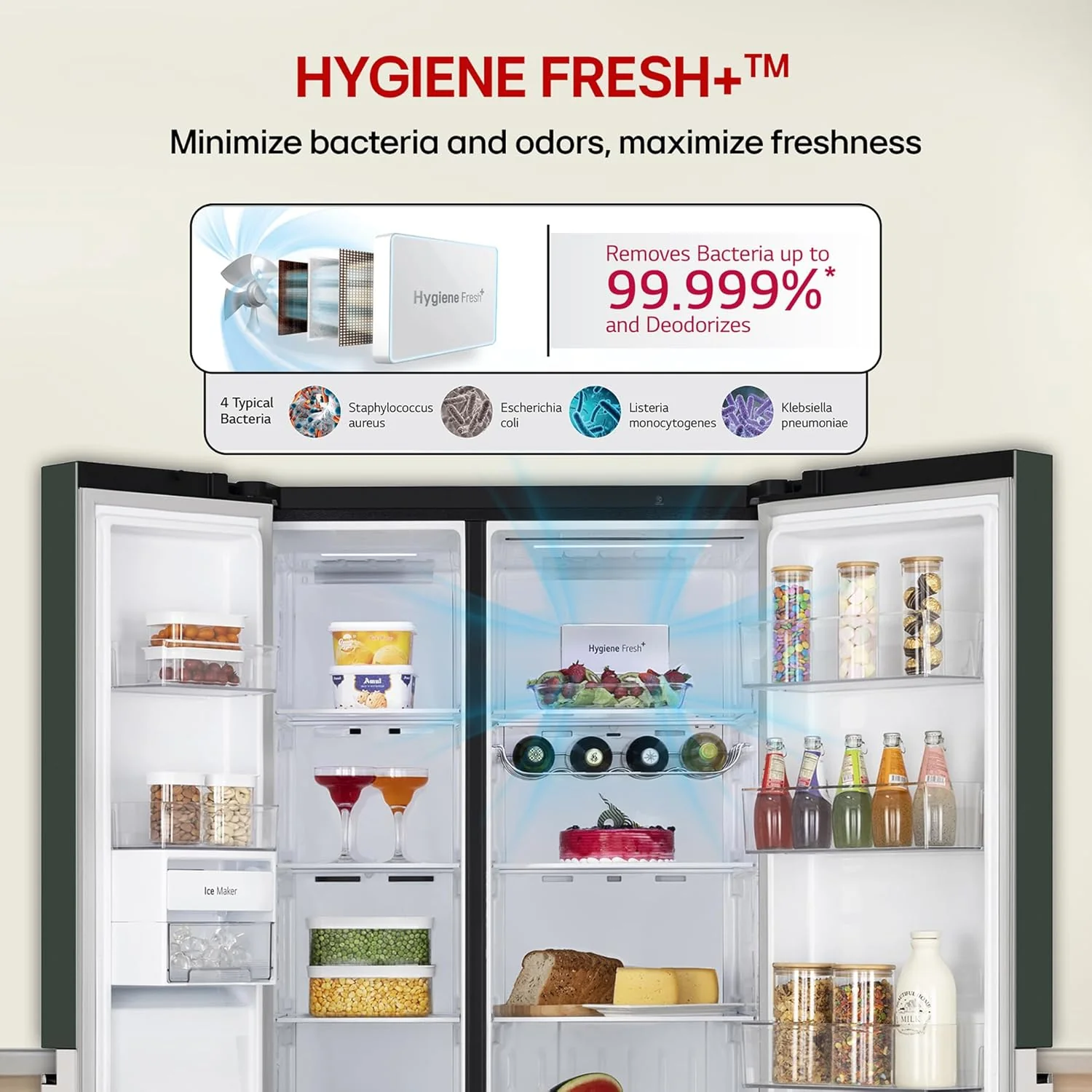 LG 650 L, 3 Star, Frost Free, Double Door, Door Cooling+, Hygiene Fresh+, Smart Inverter Compressor, Wi-Fi Convertible, Side by Side Refrigerator with AI ThinQ (GL-B257EET3, Emerald Tango) - Image 6