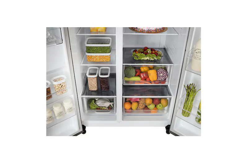 LG 650L Side-by-Side Refrigerator, Convertible, Door Cooling+™, Shiny Steel Finish, 3 Star GL-B257HPZ3 - Image 6