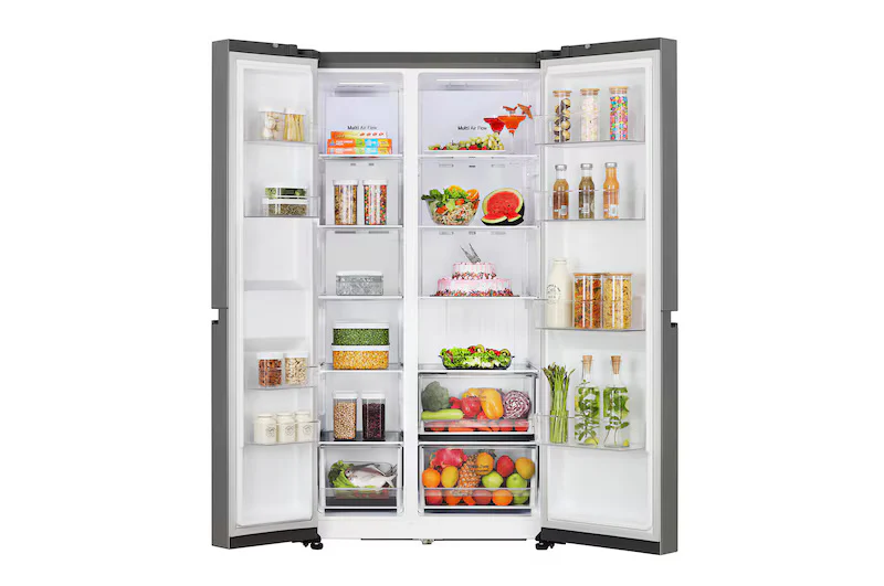 LG 650L Side-by-Side Refrigerator, Convertible, Multi-Air Flow, Smart Diagnosis™, Dazzle Steel, 3 Star,GL-B257JDS3 - Image 4