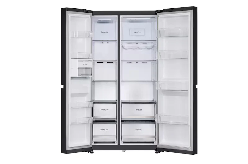 LG 650L Side by Side Refrigerator, Wi-Fi Convertible, DoorCooling+™, Premium Glass Door, Linen Brown Finish, 3 Star GL-B257DLN3 - Image 2