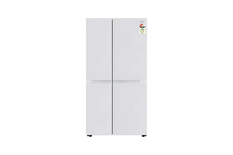 LG 650L Side by Side Refrigerator, Wi-Fi Convertible, DoorCooling+™, Premium Glass Door, Linen White Finish, 3 Star GL-B257DLW3