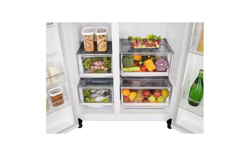 LG 650L Side by Side Refrigerator, Wi-Fi Convertible, DoorCooling+™, Premium Glass Door, Linen White Finish, 3 Star GL-B257DLW3 - Image 6