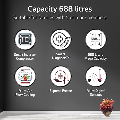 LG 688 L Frost Free Smart Inverter Side-by-Side Refrigerator (GC-B257KQDV, Dark Graphite Steel | Multi Digital Sensors and Express Freezing) - Image 13