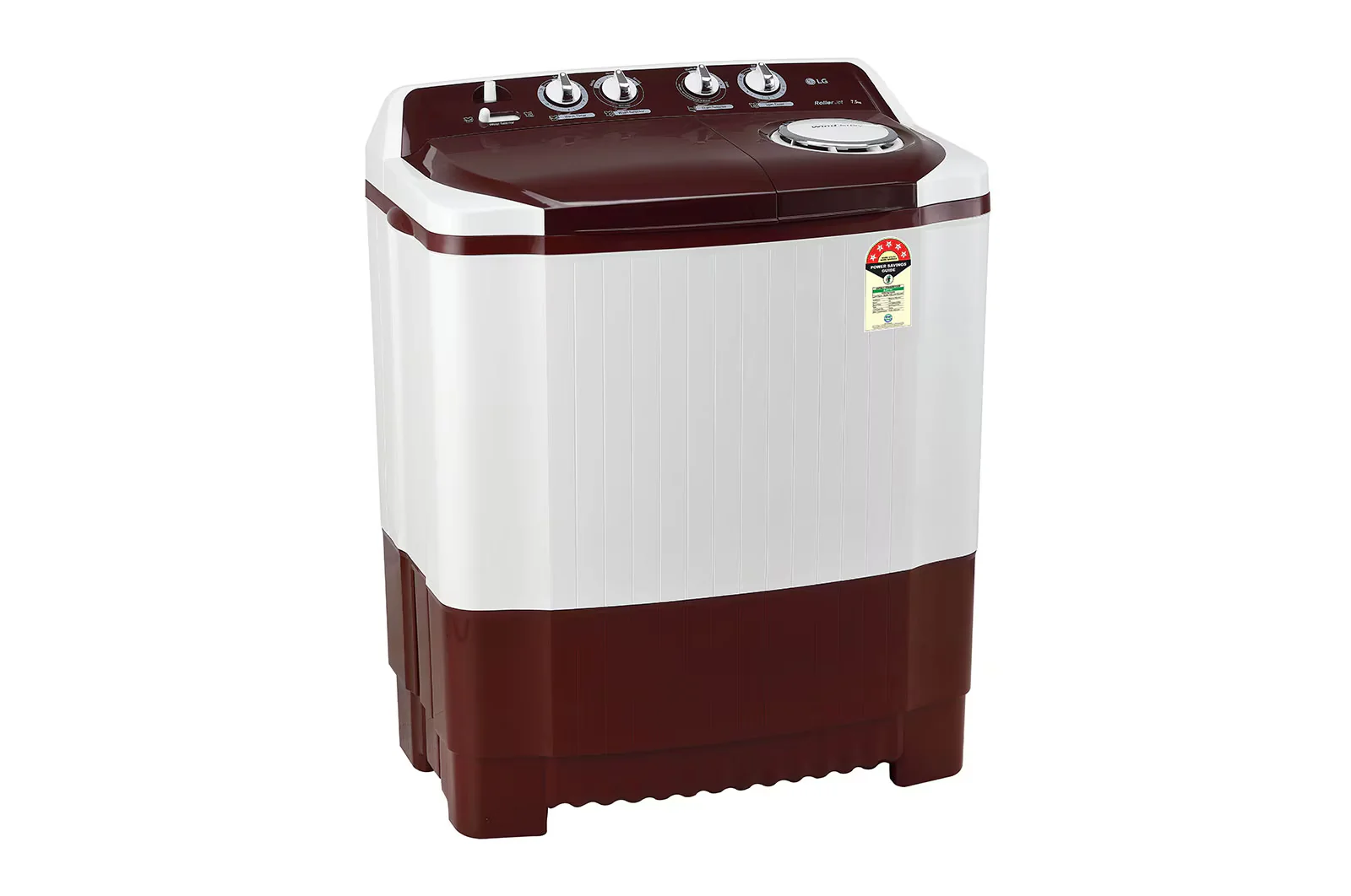 LG 7.5Kg Semi Automatic Top Load Washing Machine, Roller Jet Pulsator, Burgundy - Image 9