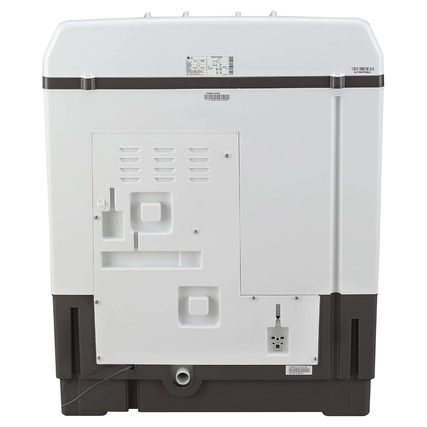 LG 7 Kg 5 Star Wind Jet Dry Semi-Automatic Top Loading Washing Machine (P7020NGAZ, Dark Gray, Rat Away Feature) - Image 8