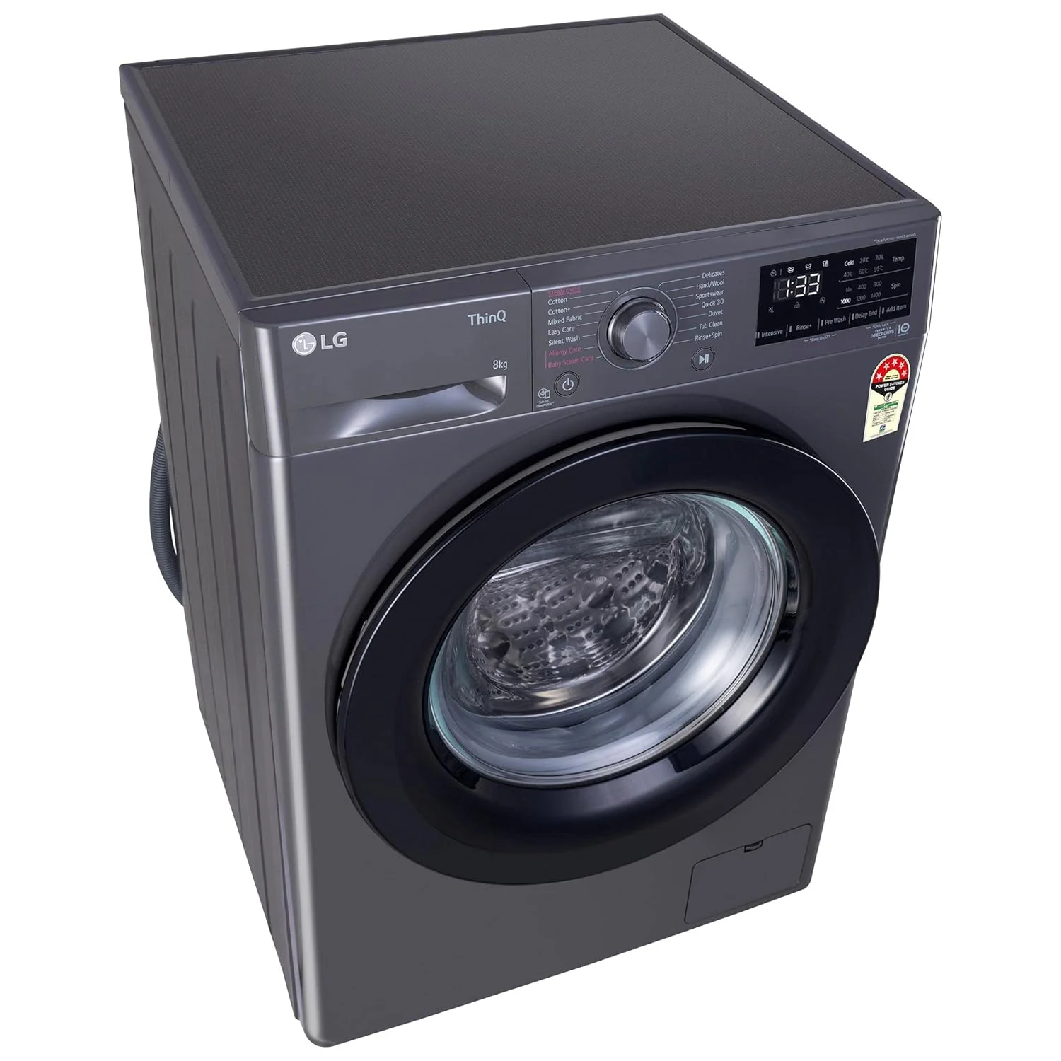 LG 8 Kg, 5 Star, AI Direct Drive Technology, Steam & 6 Motion DD Fully-Automatic Front Load Washing Machine (FHP1208Z3M, Intelligent & Convenient Fabric Care, Allergy Care, Middle Black) - Image 3