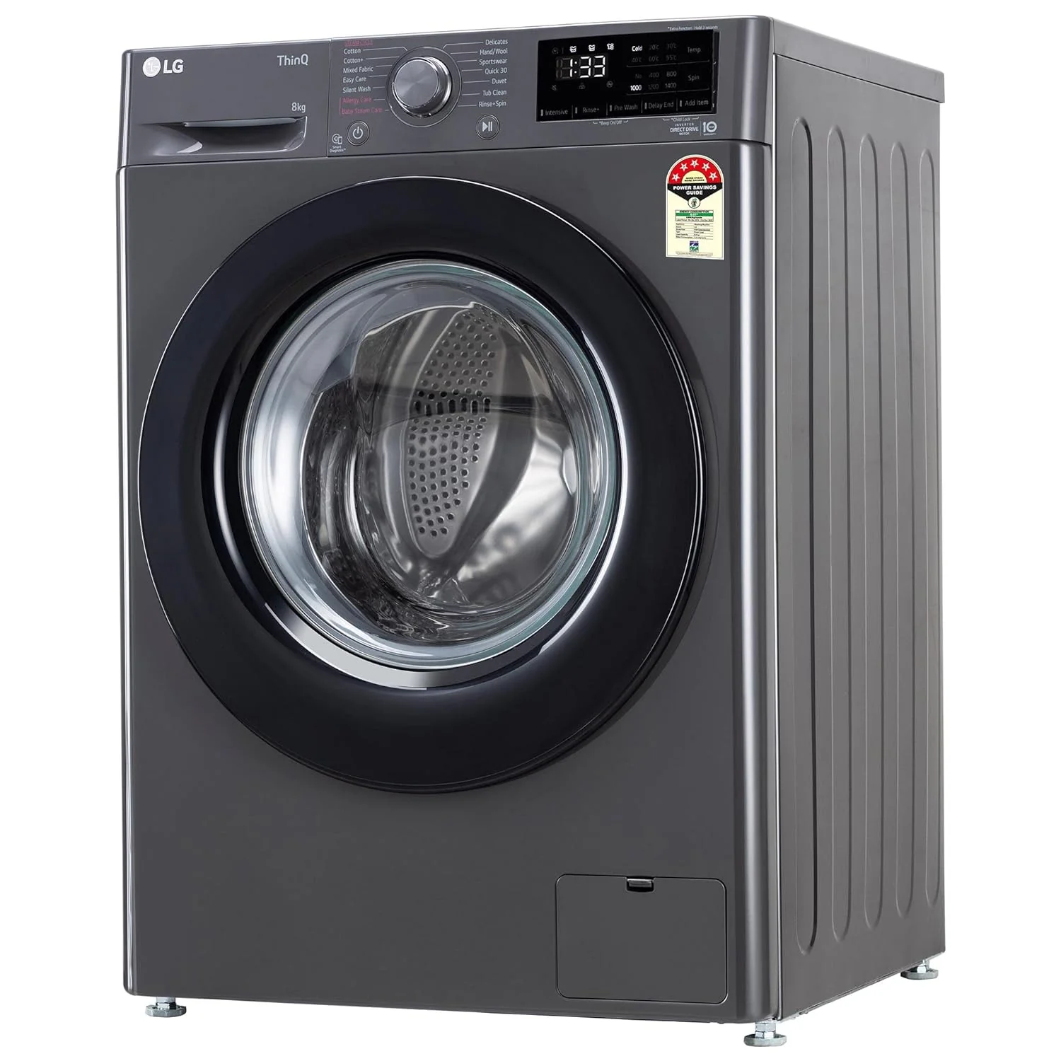 LG 8 Kg, 5 Star, AI Direct Drive Technology, Steam & 6 Motion DD Fully-Automatic Front Load Washing Machine (FHP1208Z3M, Intelligent & Convenient Fabric Care, Allergy Care, Middle Black) - Image 4