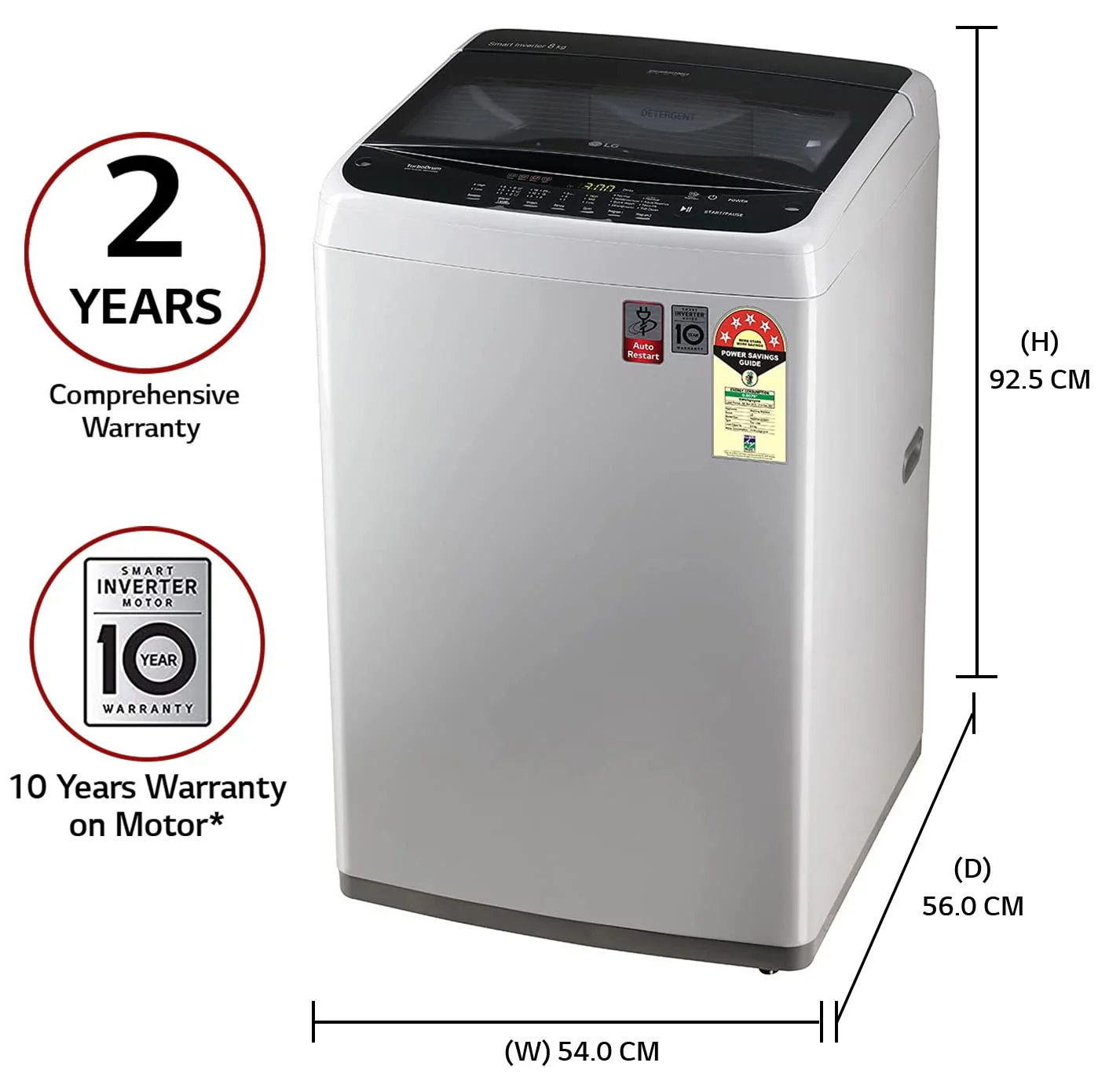 LG 8 Kg 5 Star Inverter TurboDrum Fully Automatic Top Loading Washing Machine Appliance (T80SPSF2Z, Waterfall Circulation, Smart Filter, Middle Free Silver) - Image 2