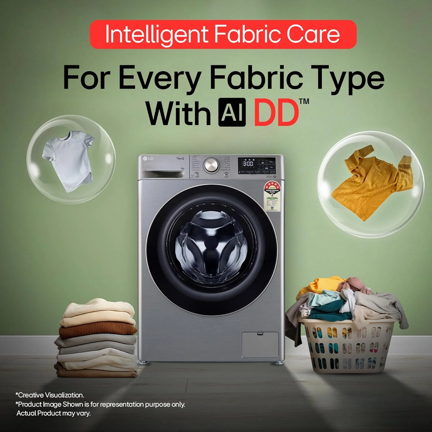 LG 9 Kg, 5 Star, AI Direct Drive Technology, Wi-Fi, Steam+ with Wrinkle Care, Fully Automatic Front-Loading Washing Machine (FHP1209Z7P, Intelligent &amp; Convenient Fabric Care, Allergy Care, Platinum) - Image 12