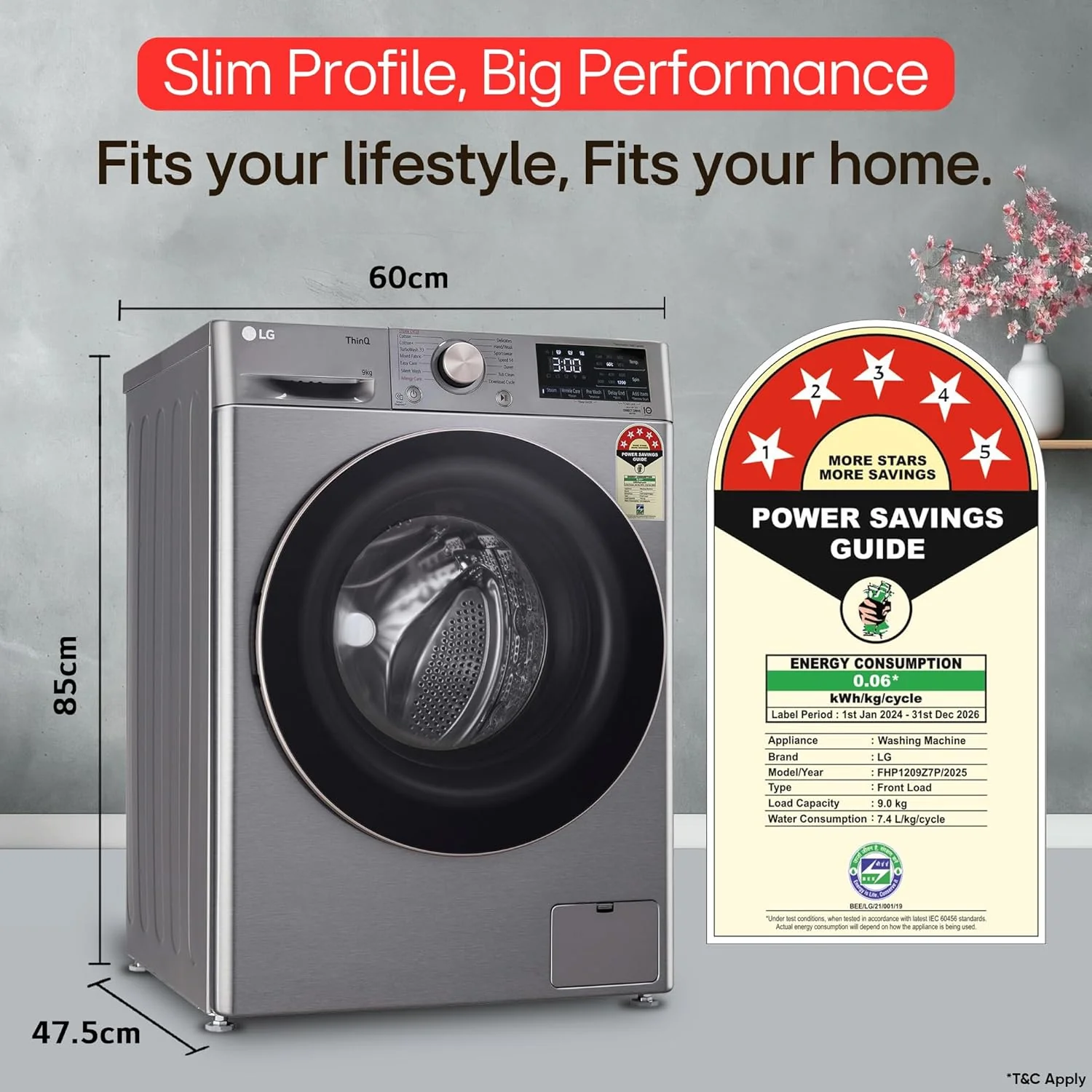 LG 9 Kg, 5 Star, AI Direct Drive Technology, Wi-Fi, Steam+ with Wrinkle Care, Fully Automatic Front-Loading Washing Machine (FHP1209Z7P, Intelligent &amp; Convenient Fabric Care, Allergy Care, Platinum) - Image 16