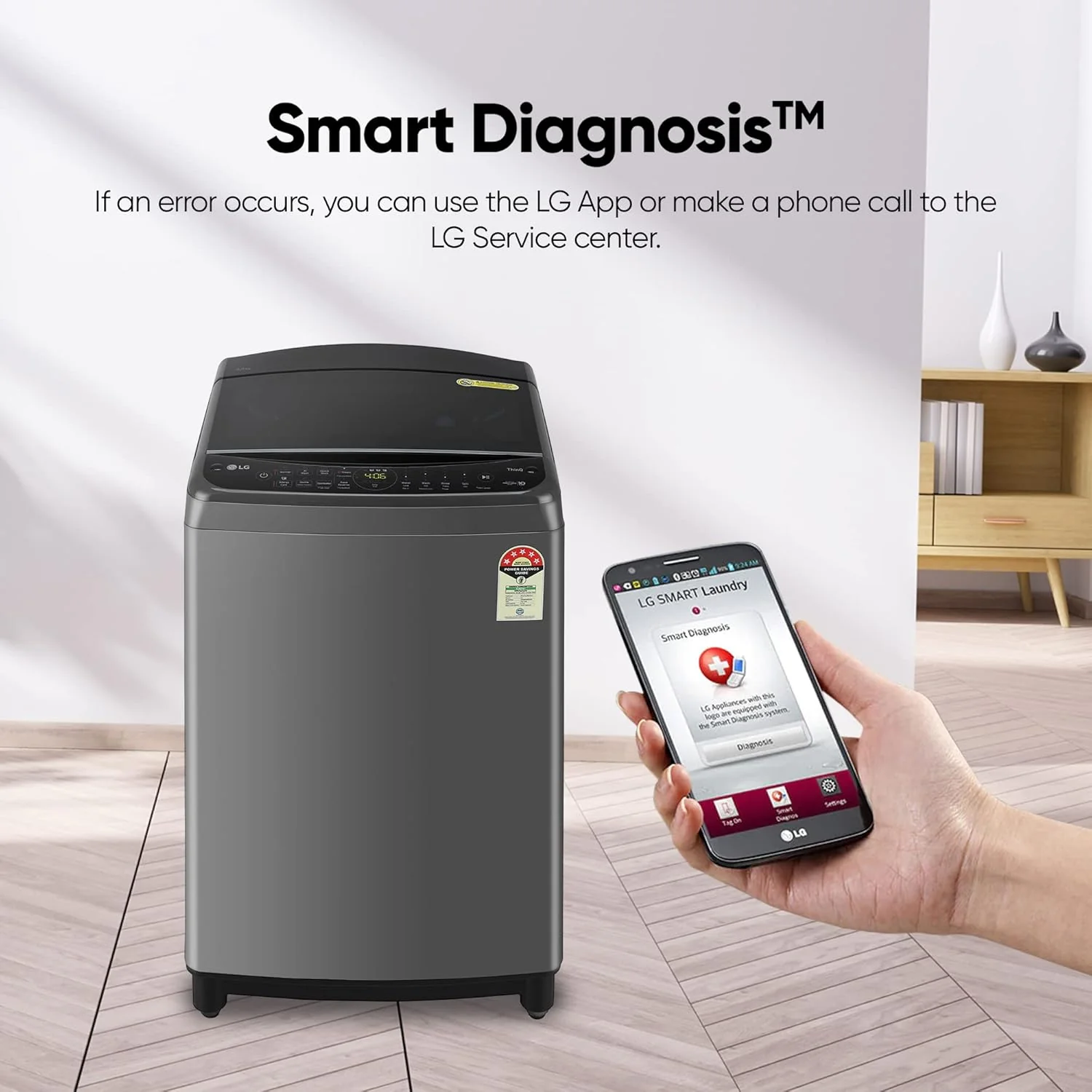 LG 9 Kg 5 Star Inverter Wi-Fi Fully-Automatic Top Loading Washing Machine Appliance (THD09NWM, Middle Black, AIDD Technology &amp; TurboWash) - Image 14