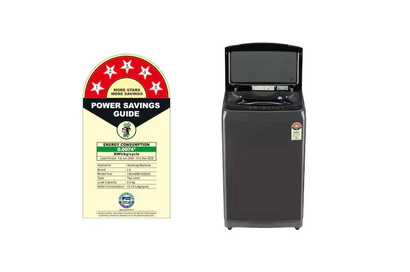 LG 9Kg 5 Star Top Load Washing Machine, Smart Inverter Motor, In-built Heater, (T90V4MB1S Middle Black) - Image 7