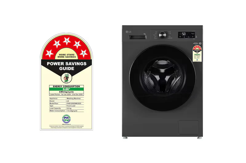 LG 9Kg Front Load Washing Machine, Inverter Direct Drive™, Middle Black, 5 Star, FHB1209Z4M - Image 7