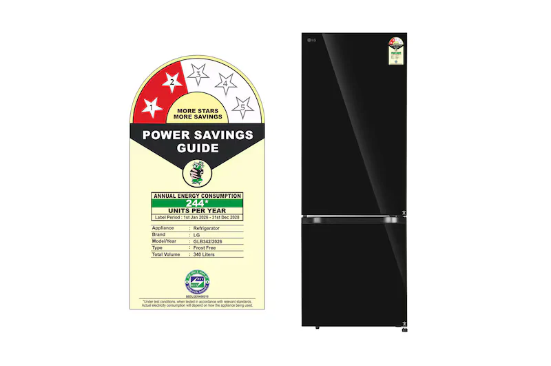 LG GLB3426BEBM 340L Bottom Freezer Refrigerator, Wi-Fi Convertible, Door Cooling+, Black Mirror - Image 9