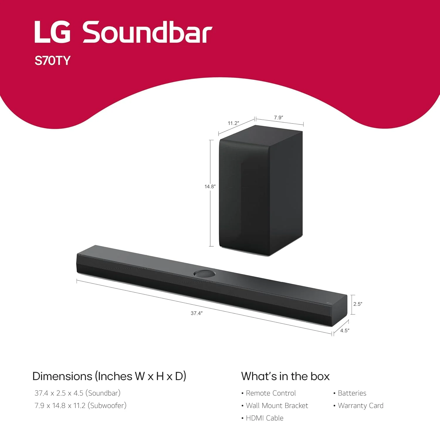 LG S70TY 400W 3.1.1 Channel Dolby Atmos, Center Up-Firing, Wow Orchestra Soundbar with HDMI, USB & Bluetooth Connectivity (Black) - Image 2