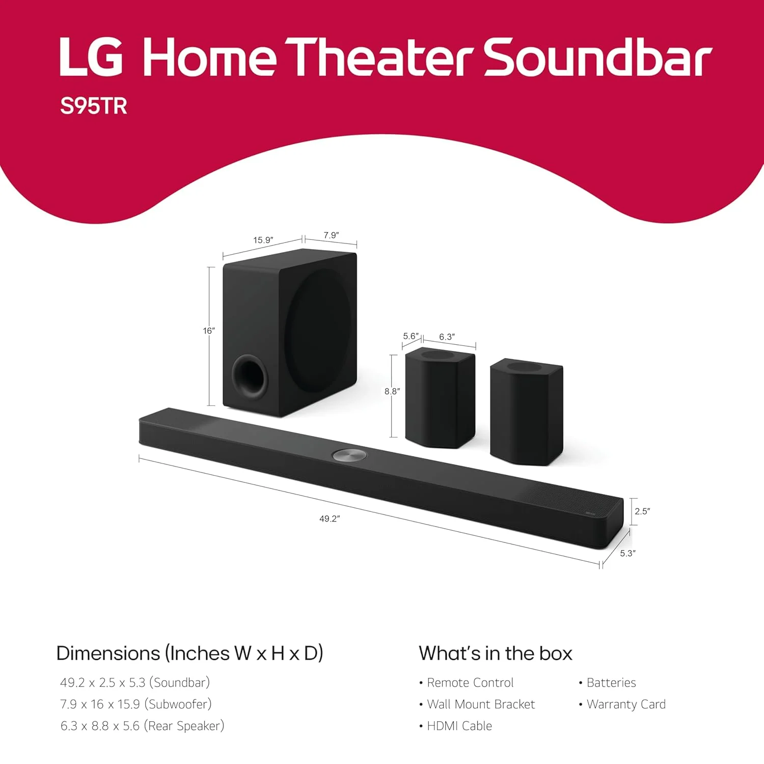 LG S95TR 810W 9.1.5 Channel Dolby Atmos, True Wireless Triple Up-Firing Speaker with Up-Firing Rear Speaker, Home Theater Soundbar with HDMI, Wi-Fi, USB &amp; Bluetooth Connectivity (Black) - Image 4