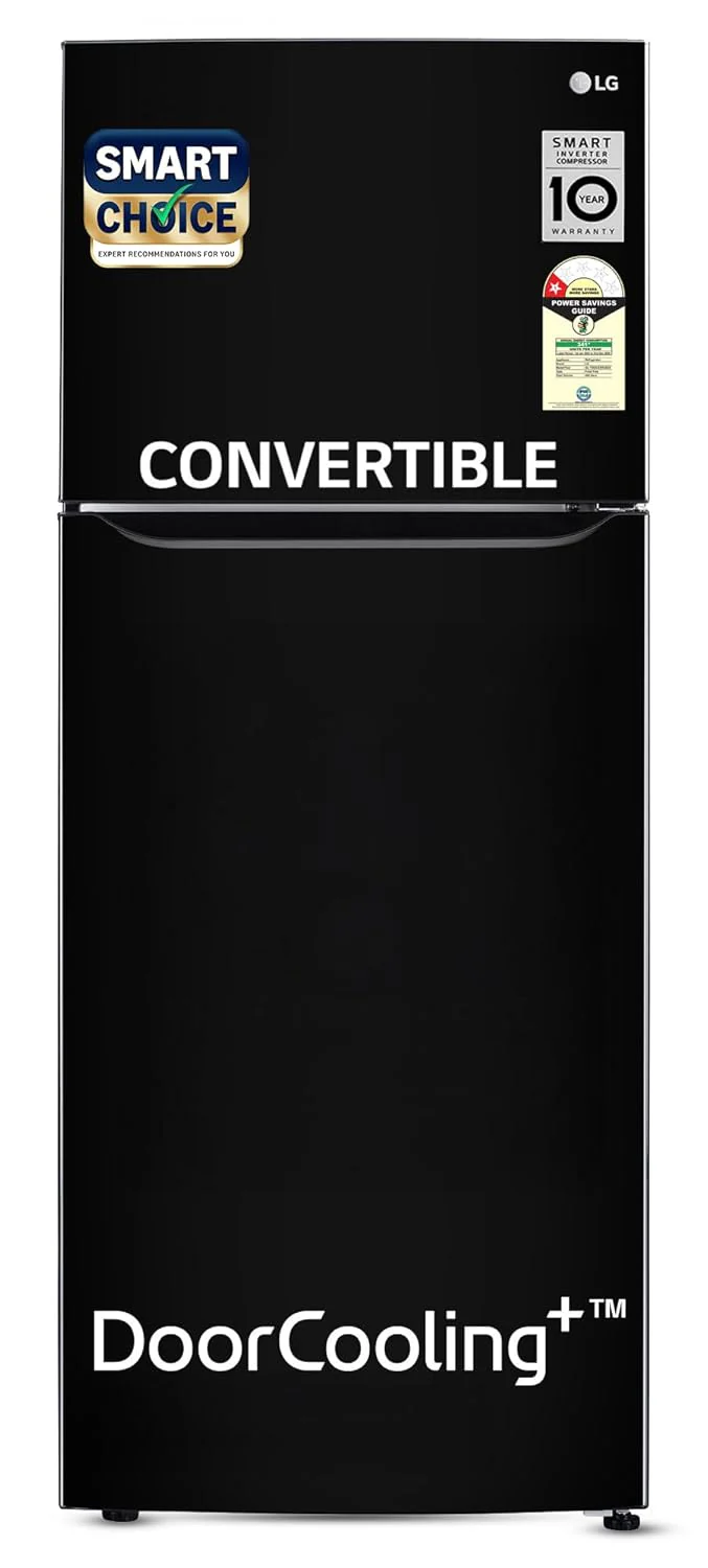 LG Smart Choice, 446 L, 1 Star, Convertible, Door Cooling+, Smart Inverter Compressor, Frost Free Double Door Refrigerator (GL-T502CESR, Ebony Sheen, Express Freeze &amp; Multi Air Flow)