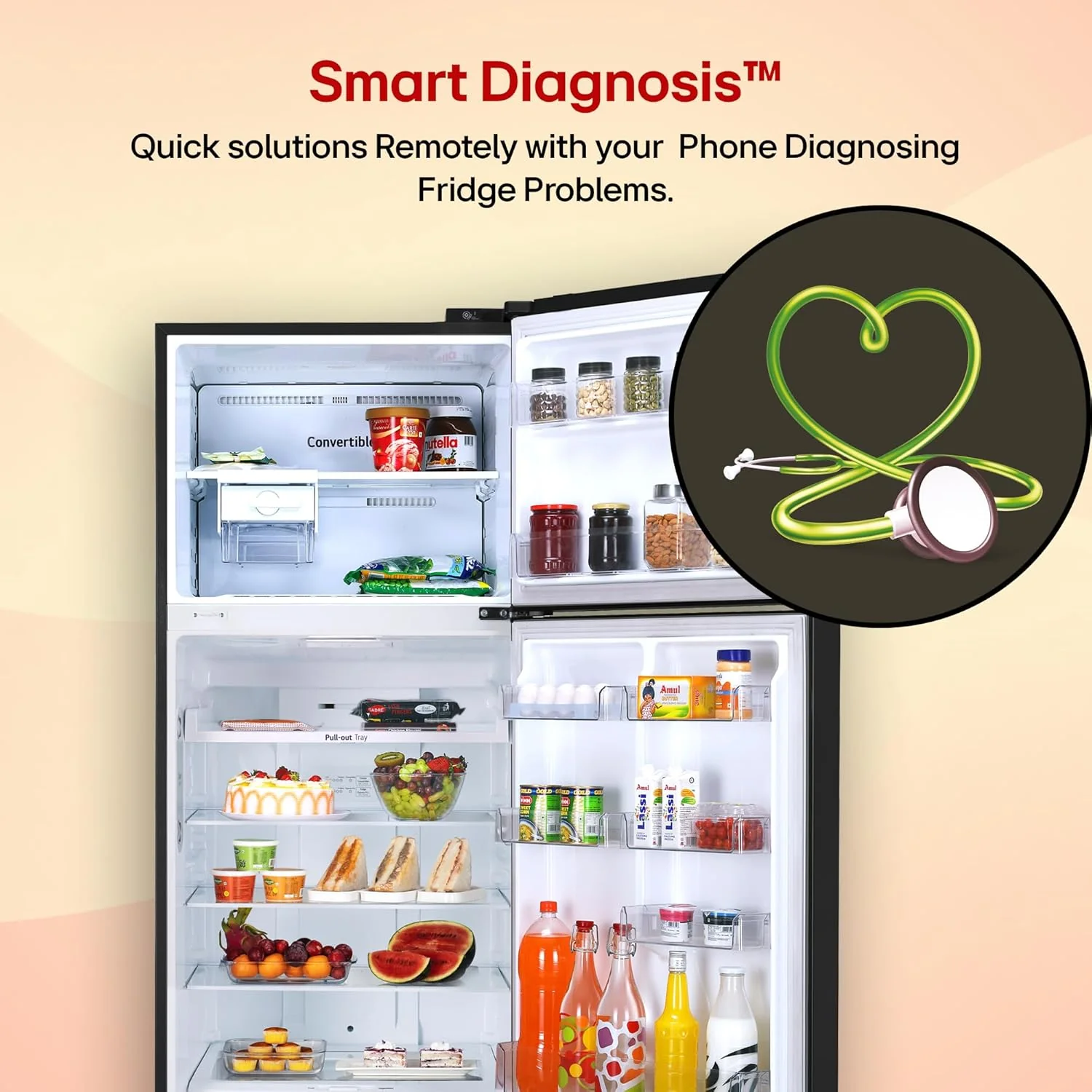 LG Smart Choice, 446 L, 1 Star, Convertible, Door Cooling+, Smart Inverter Compressor, Frost Free Double Door Refrigerator (GL-T502CESR, Ebony Sheen, Express Freeze &amp; Multi Air Flow) - Image 10