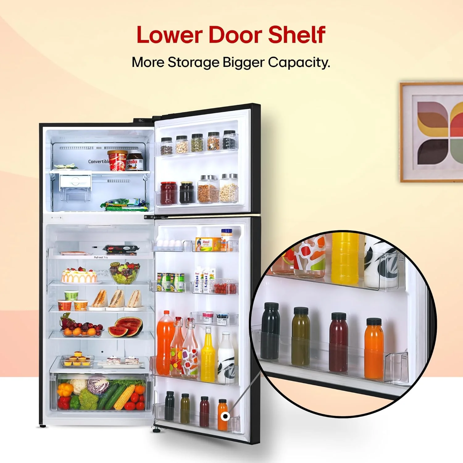 LG Smart Choice, 446 L, 1 Star, Convertible, Door Cooling+, Smart Inverter Compressor, Frost Free Double Door Refrigerator (GL-T502CESR, Ebony Sheen, Express Freeze &amp; Multi Air Flow) - Image 11