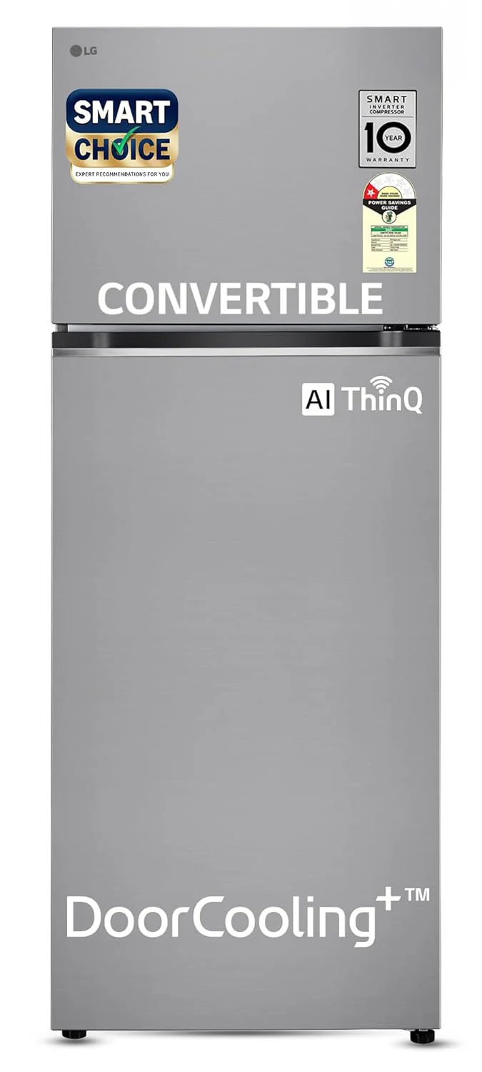 LG Smart Choice, 466 L, 1 Star, Convertible, Door Cooling+, Smart Inverter Compressor, AI ThinQ Wi-Fi, Frost Free Double Door Refrigerator (GL-T492NPZR, Shiny Steel, Express Freeze &amp; Multi Air Flow)
