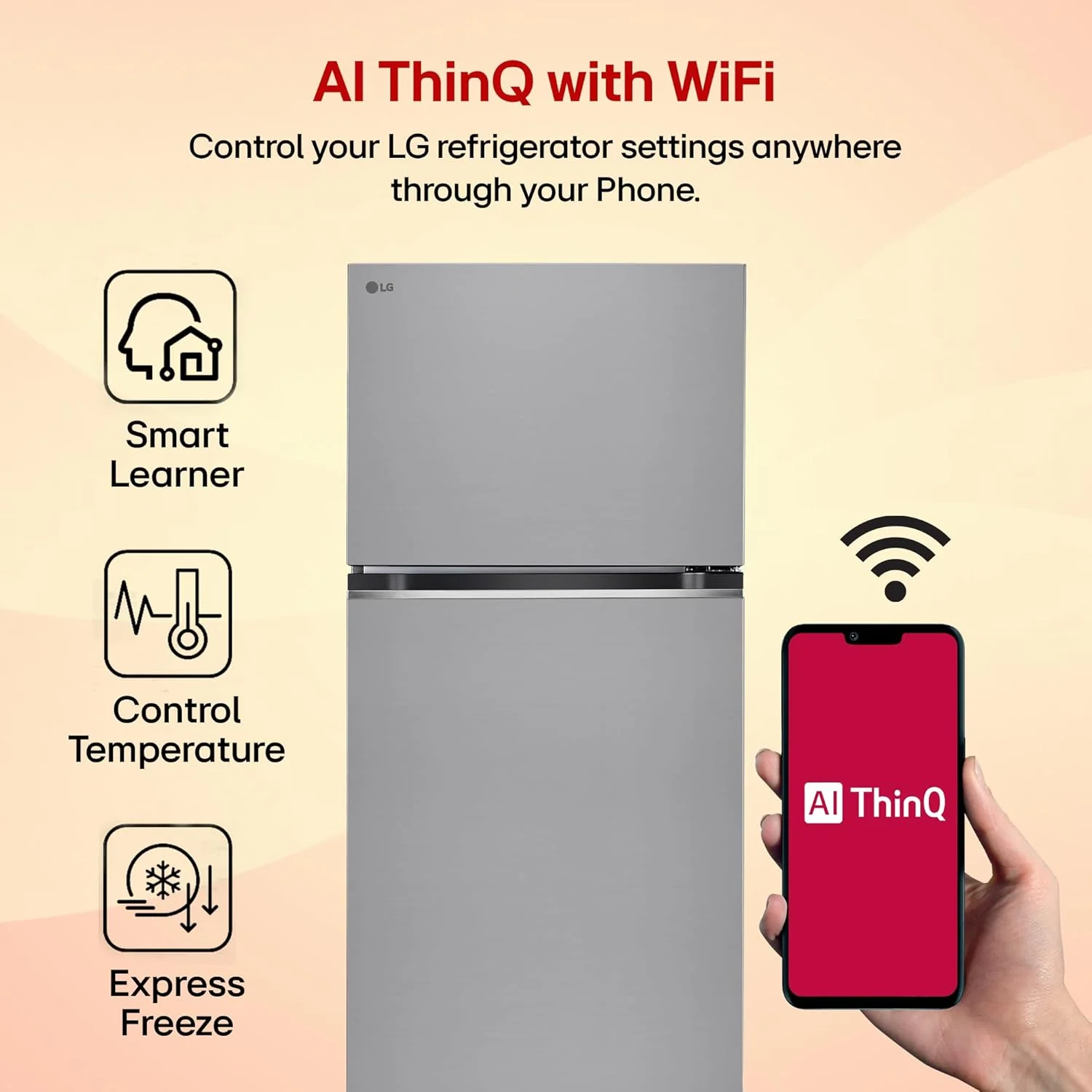 LG Smart Choice, 466 L, 1 Star, Convertible, Door Cooling+, Smart Inverter Compressor, AI ThinQ Wi-Fi, Frost Free Double Door Refrigerator (GL-T492NPZR, Shiny Steel, Express Freeze &amp; Multi Air Flow) - Image 12