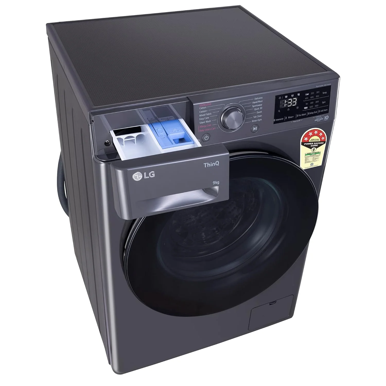 LG Smart Choice, 9 Kg, 5 Star, AI Direct Drive Technology, Steam, 6 Motion DD & Wi-Fi Fully-Automatic Front Load Washing Machine (FHP1209Z5M, Intelligent & Convenient Fabric Care, Middle Black) - Image 3